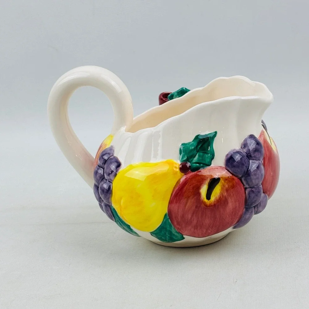 Fitz and Floyd Della Robbia Fruit Bows Creamer Small Serving Pitcher Vintage‎